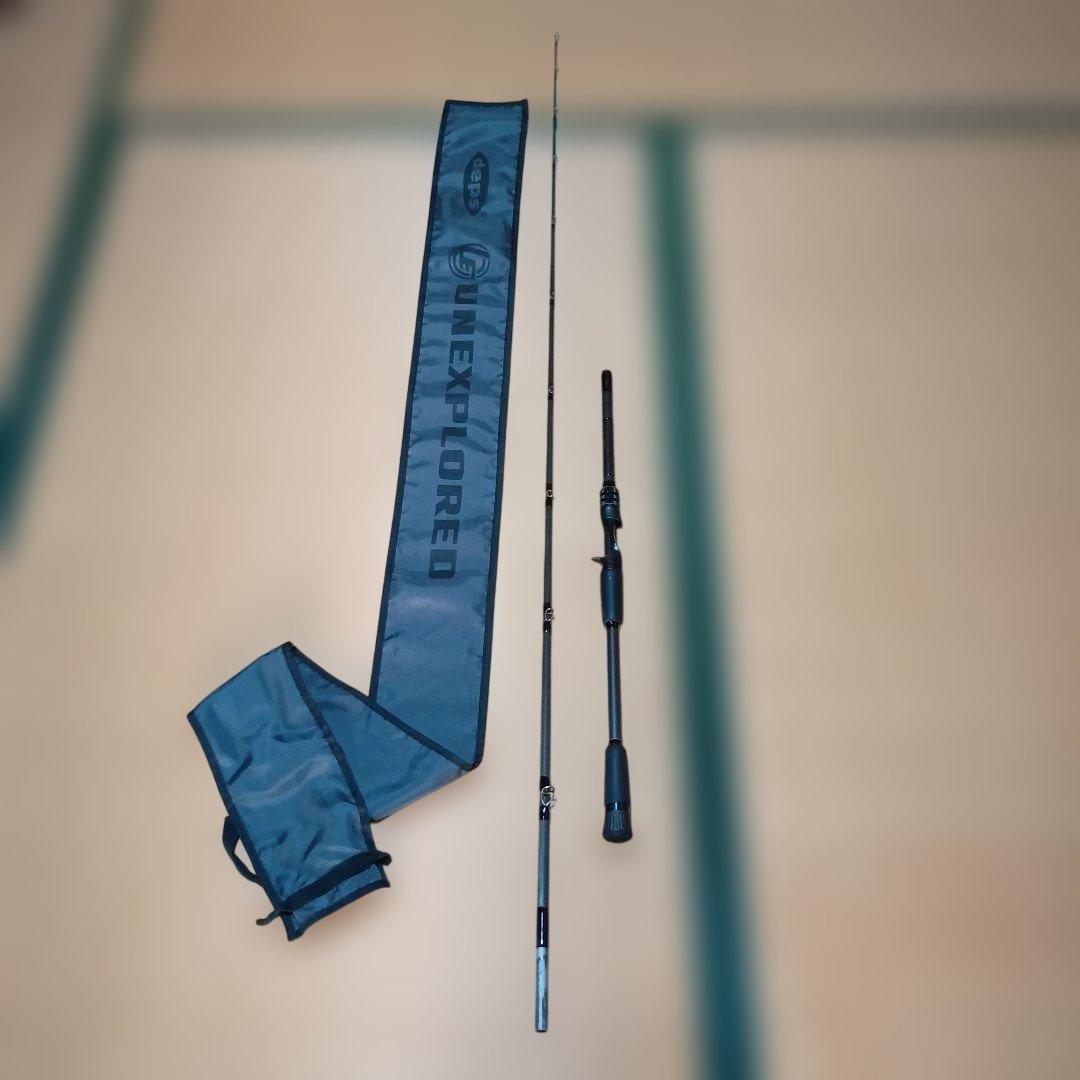 UNEXPLORED バスロッド カーボン製 ロッドケース付き　ジャンク品 UNEXPLORED バスロッド カーボン製 ロッドケース付き ジャンク品