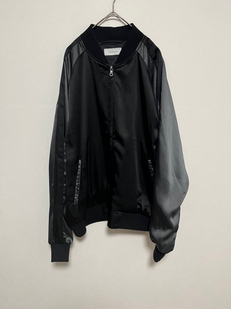 アダムエロペ ユーフォリア スカジャン M 刺繍 オーバーサイズ でかロゴ 黒灰 ADAM ET ROPE'（アダムエロペ） コート ジャケット 「WEB限定