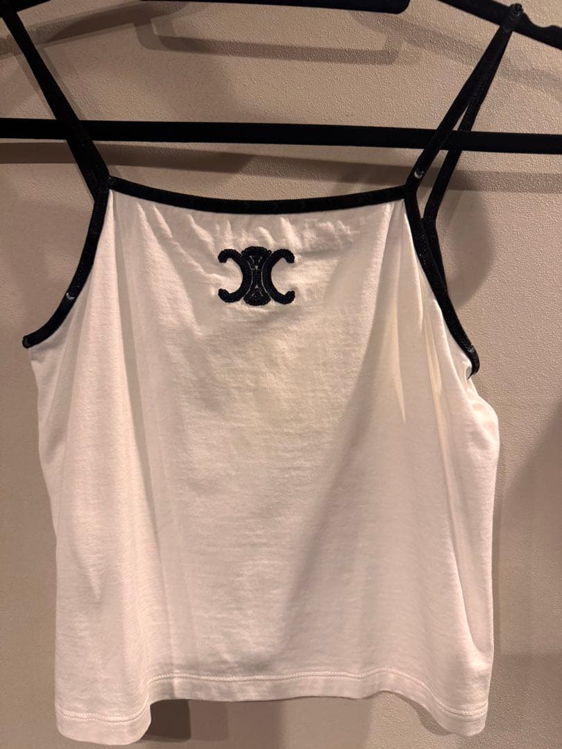 CELINE ホワイト キャミソール 215538-01.jpg