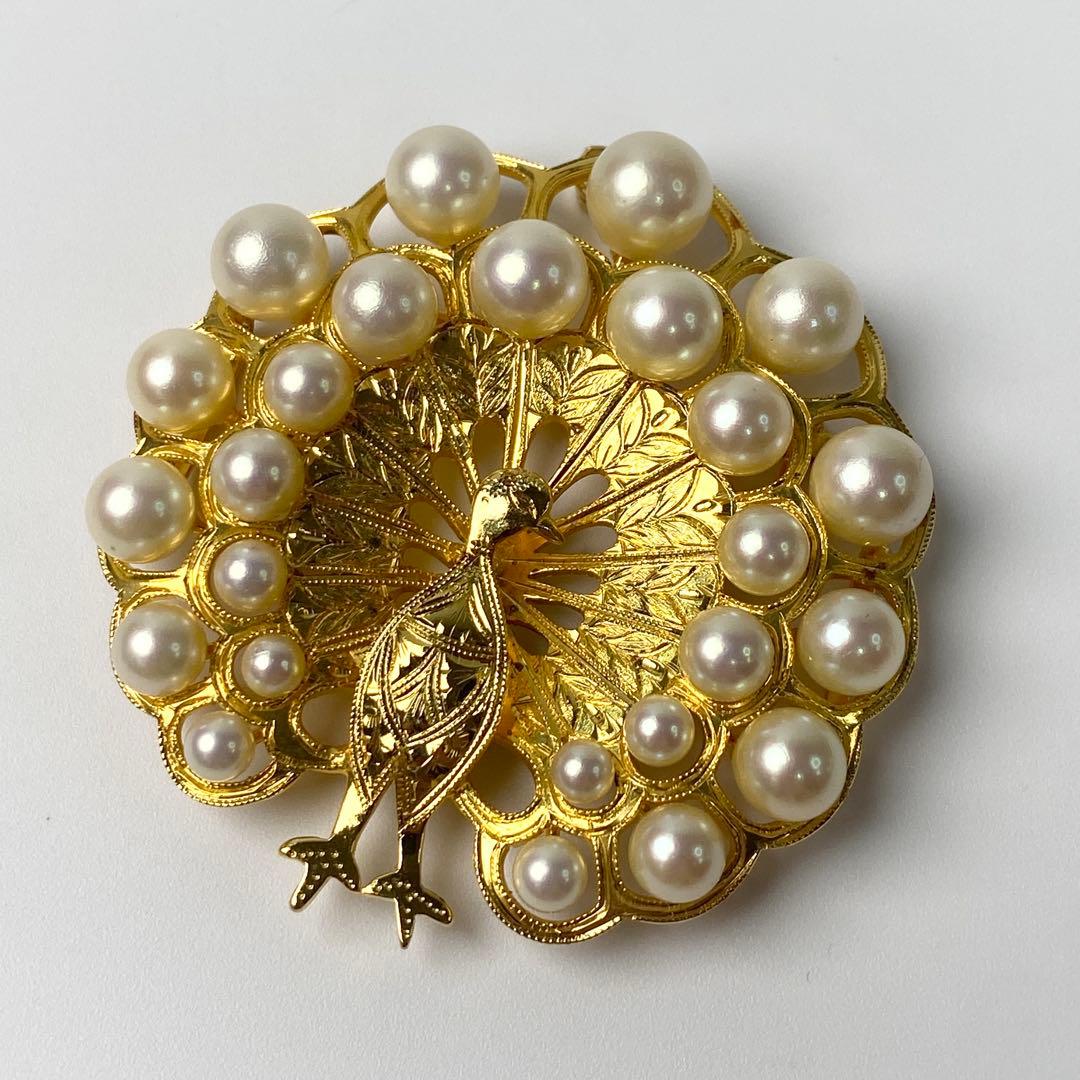 ミキモト MIKIMOTO スターリングシルバー ブローチ パール MIKIMOTO（ミキモト） ブローチ パール 真珠 5.0-7.5mm リボン K18WG