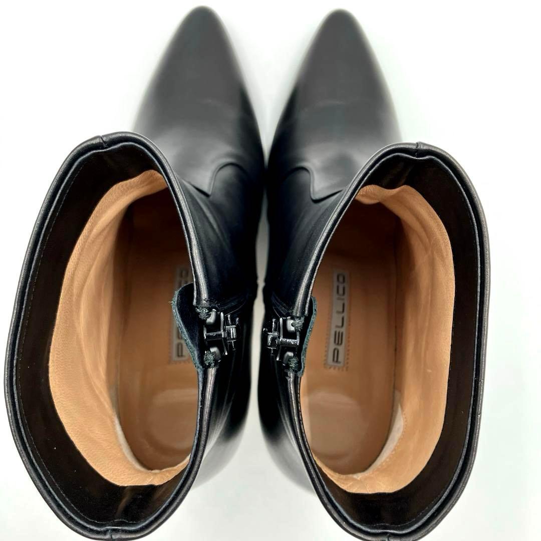 美品】ペリーコ レザー ショートブーツ 黒 36 サイドジップ イタリア製