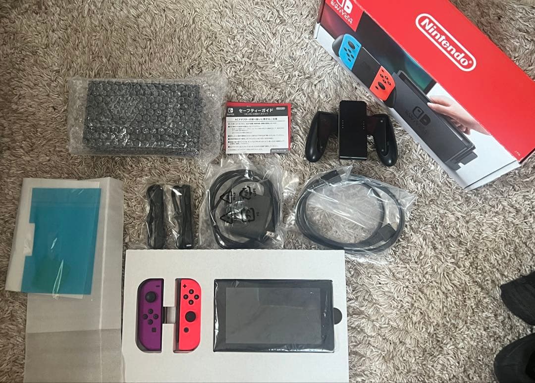 Nintendo Switch 赤/紫 本体 ACアダプター付き 箱付き - メルカリ