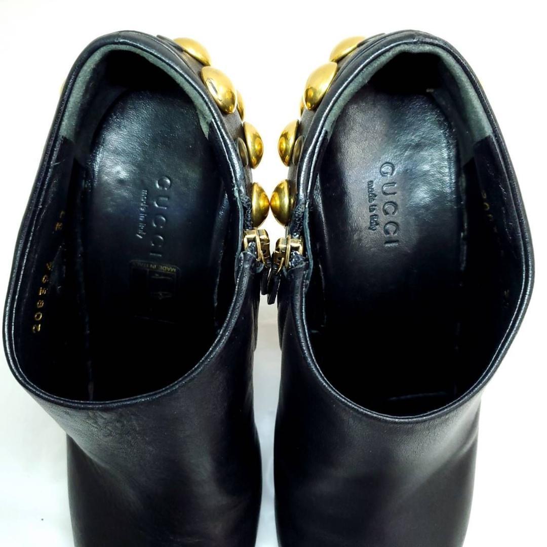 グッチ 美品 スタッズ サイドジップ ブーティ 本革 レザー EU37 - メルカリ