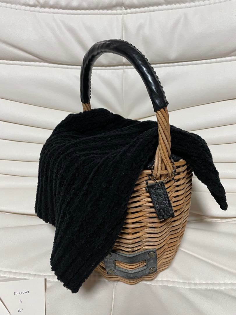 エバゴス　カゴバック　カバーち付き ebagosキャンバス・かご袋・ハンド（A4カゴ袋）防水キャンバス×紅籐