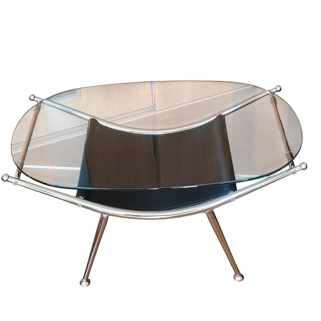 北欧レトロ ミッドセンチュリー スペースエイジ 楕円 ガラステーブル