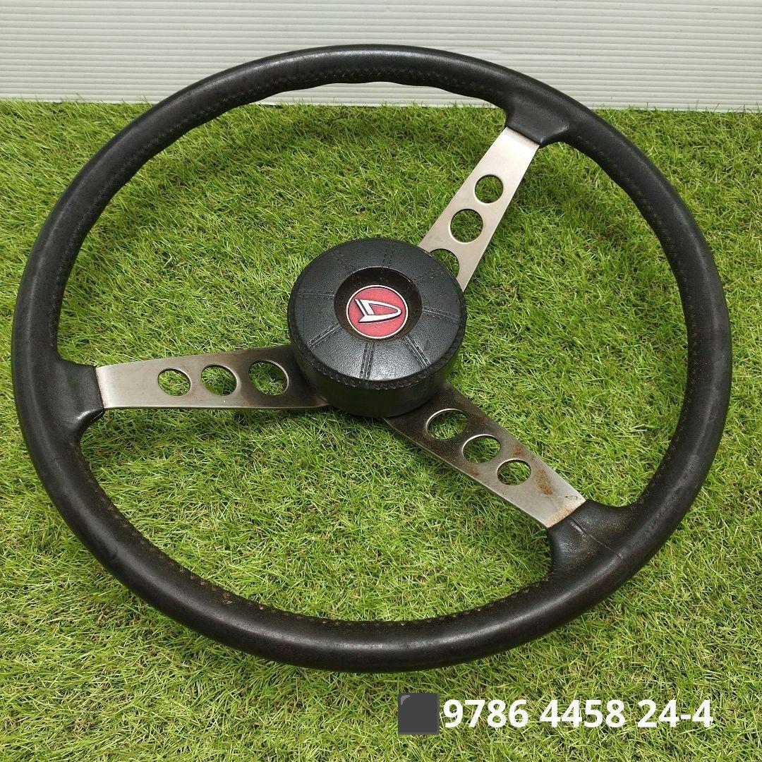 レザーステアリング　ステアリングホイール　アンティーク飾り　ステアリング レースタイプ ステアリング 29パイ レザー ブラック RACE-TYPE BLACK