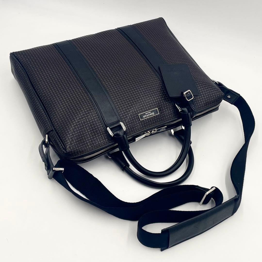 未使用級】セラピアンエクストラスリムブリーフケース 2way メンズ A4