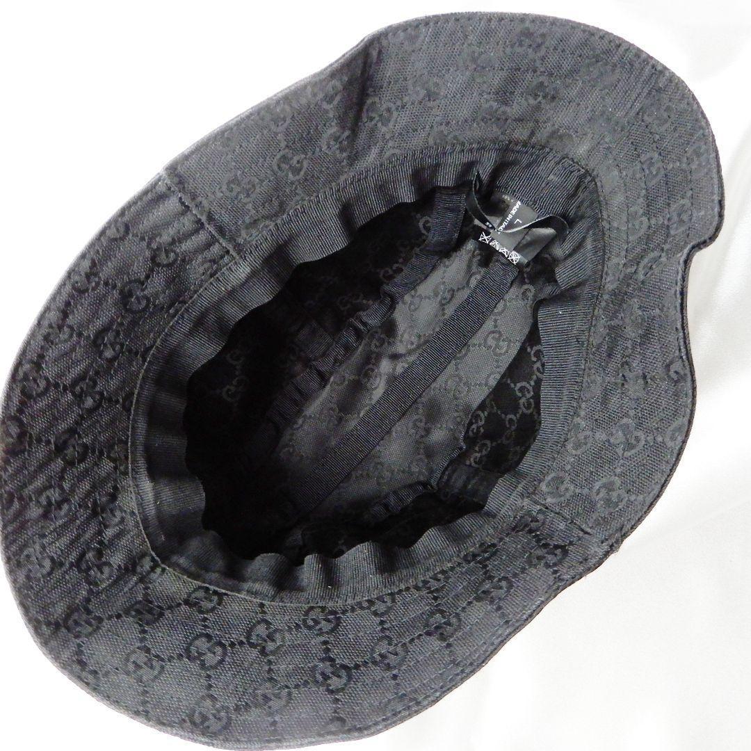 GUCCI バケットハット GGキャンバス GG柄 レザー L ブラック - メルカリ