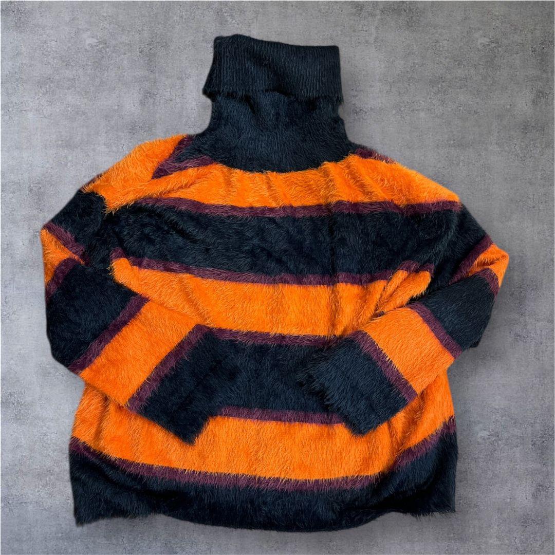 お値下げ！1回着用 glamb タートルネックボーダーニットM - メルカリ