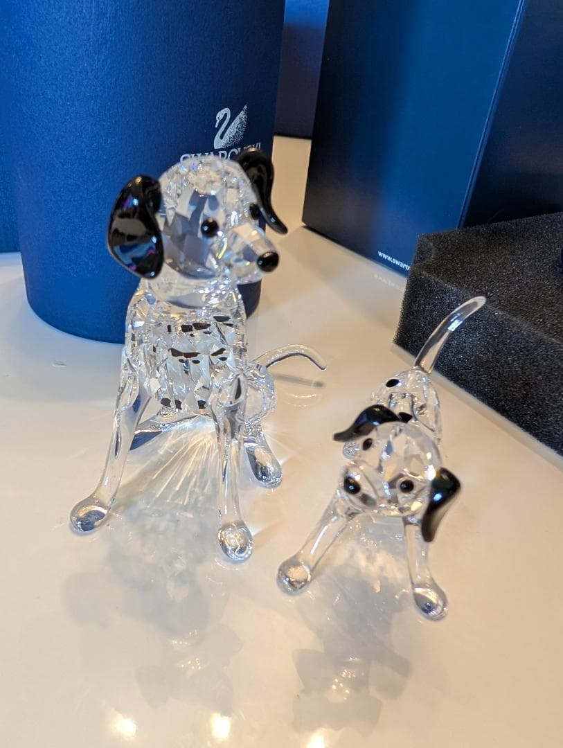 スワロフスキー置物ダルメシアン親子 スーパーミニチュア陶器 ダルメシアン親子（親1体 子5体 セット