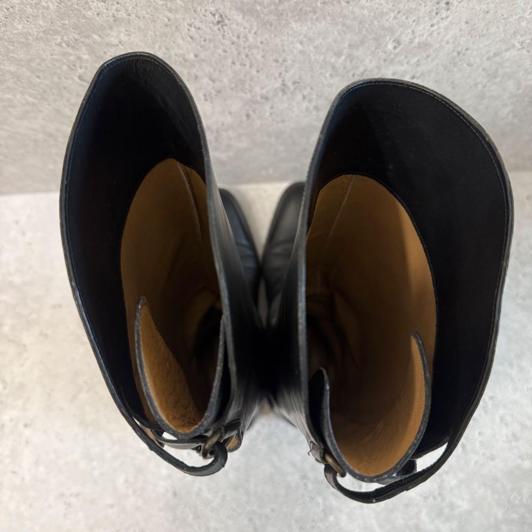 SARTORE ジョッキーブーツ ロングブーツ 37 黒 レザー ベルトデザイン