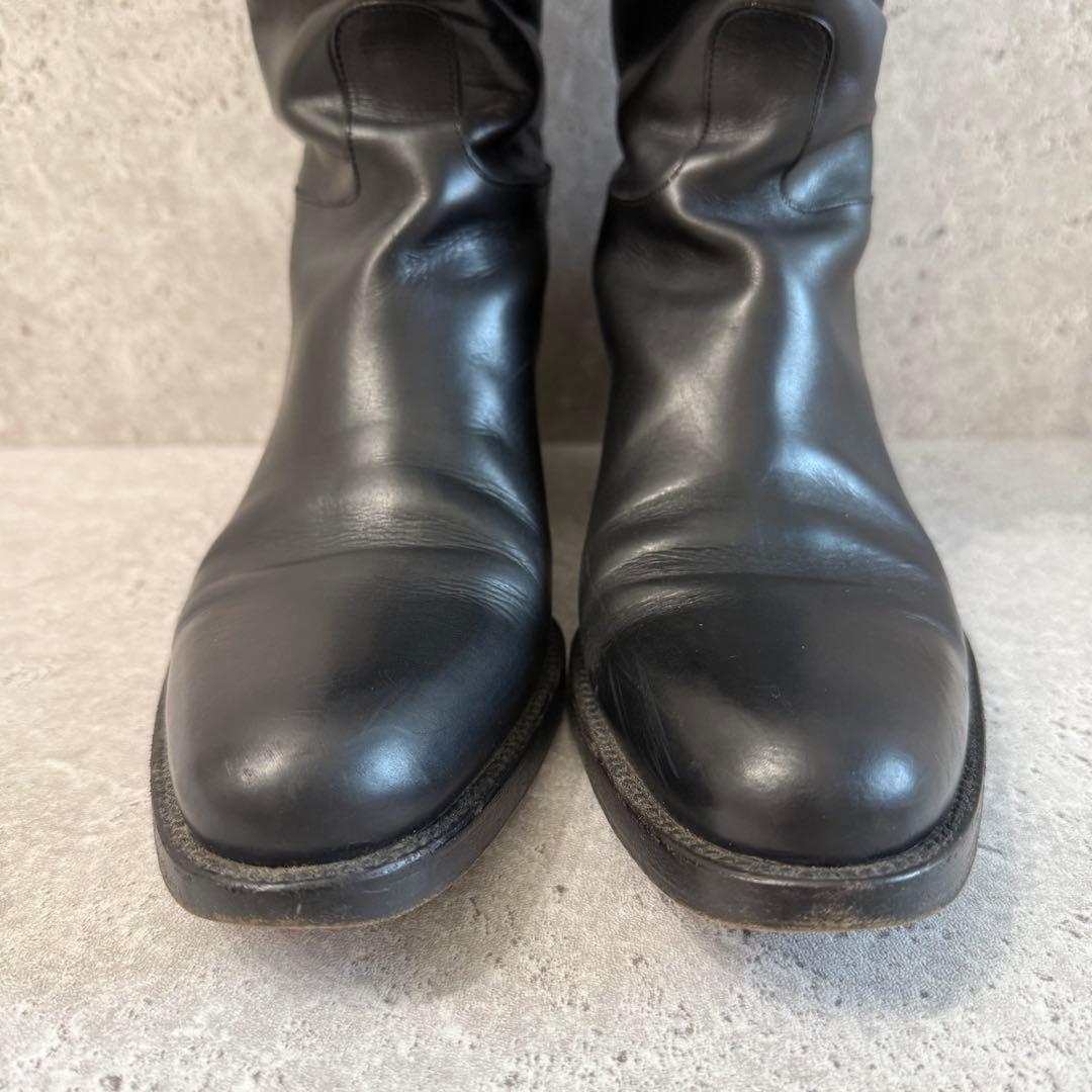 SARTORE ジョッキーブーツ ロングブーツ 37 黒 レザー ベルトデザイン