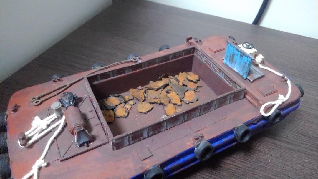 ワンオフ】HO 完成品 艀 はしけ バージ 船 ストラクチャー サルベージ