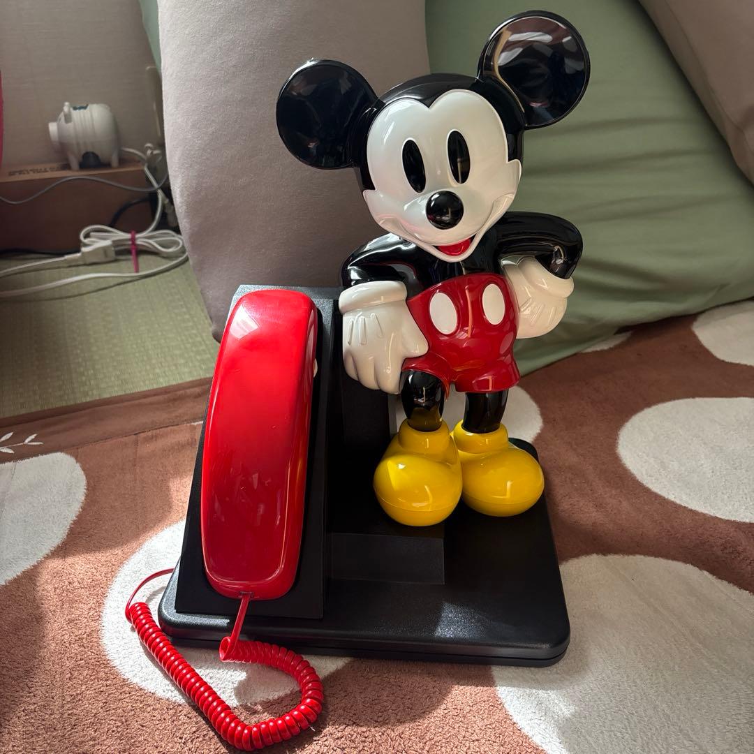 アンティーク ディズニー ミッキーマウス プッシュボタン式固定電話