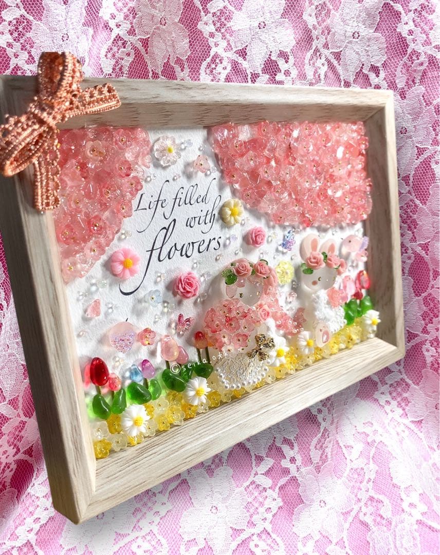 1279春爛漫 桜姫とうさちゃん インテリア シーグラスアート 置物 玄関