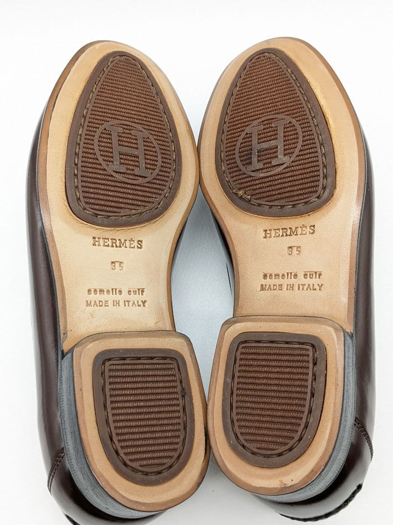 極美品 HERMES ローファー 22.5cm ダークブラウン エルメス 35