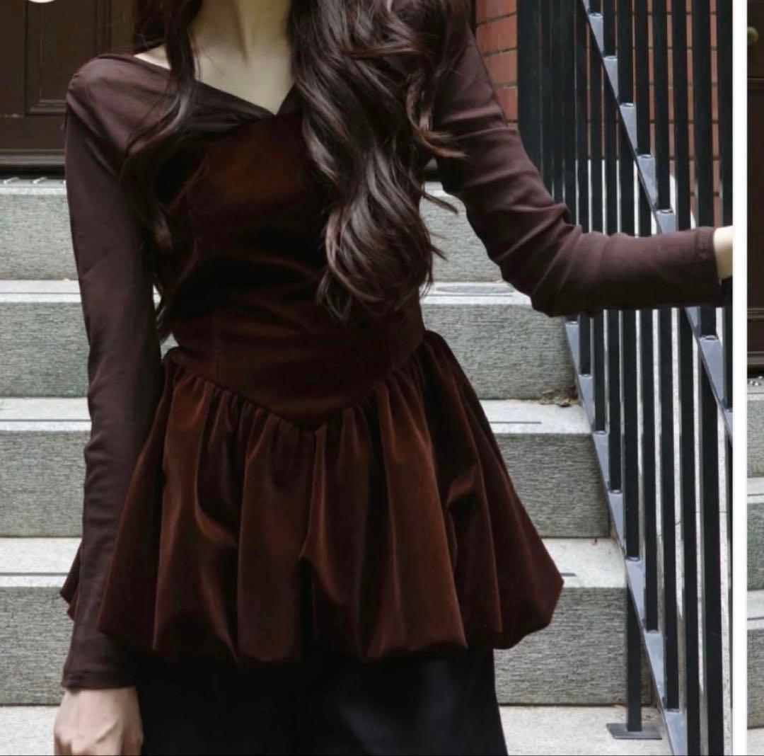 polaura ポローラ ベロアビスチェバルーントップス ブラウン - メルカリ