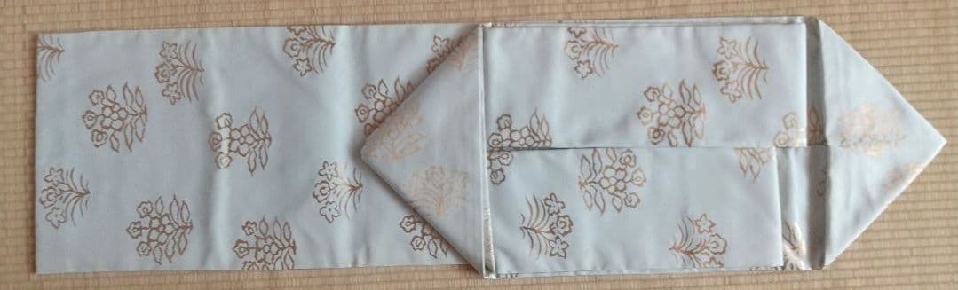 売約済】『 絽名古屋帯 松唐草 セピア色』『訳アリ！名古屋帯 花文様