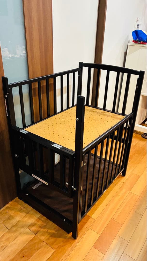 ヤマサキ ベビーベッド ミニサイズ ツーオープン（国産・ハイタイプ） コンパクトベッド ツーオープン ヤマサキ(ミニサイズベビーベッド)の