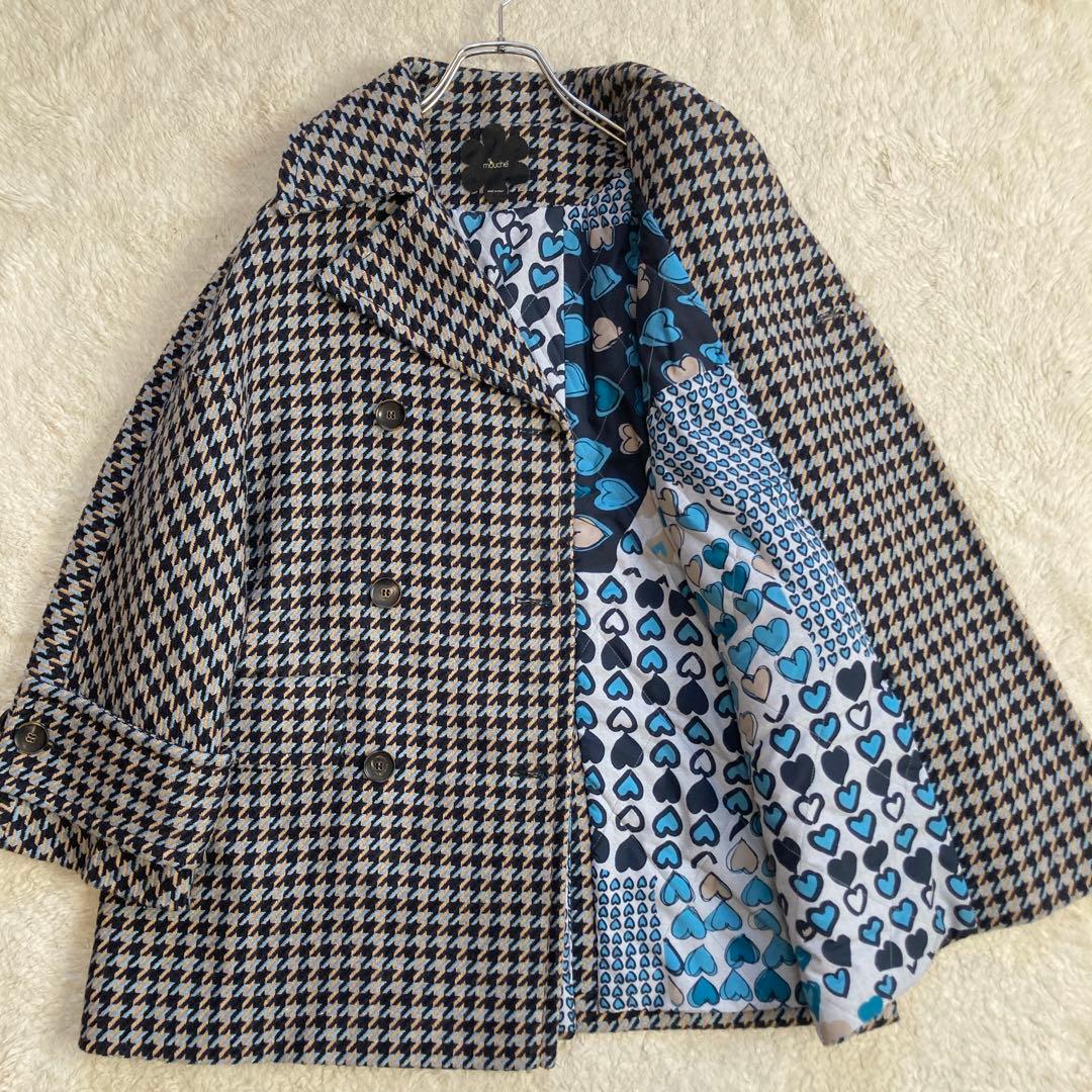 極美品・近年モデル✨mouche　ピーコート　総柄　ハート　イタリア製　三陽商会 はかな企画】ミドル丈オーバーピーコート〈MFM〉 | FREE'S MART