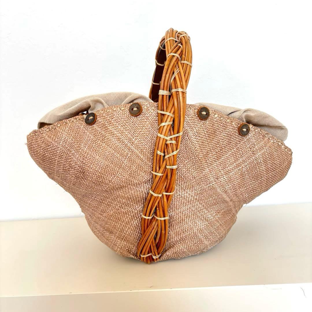 希少レア】エバゴス チャーム カゴバッグ マルシェ 帽子型 パナマ