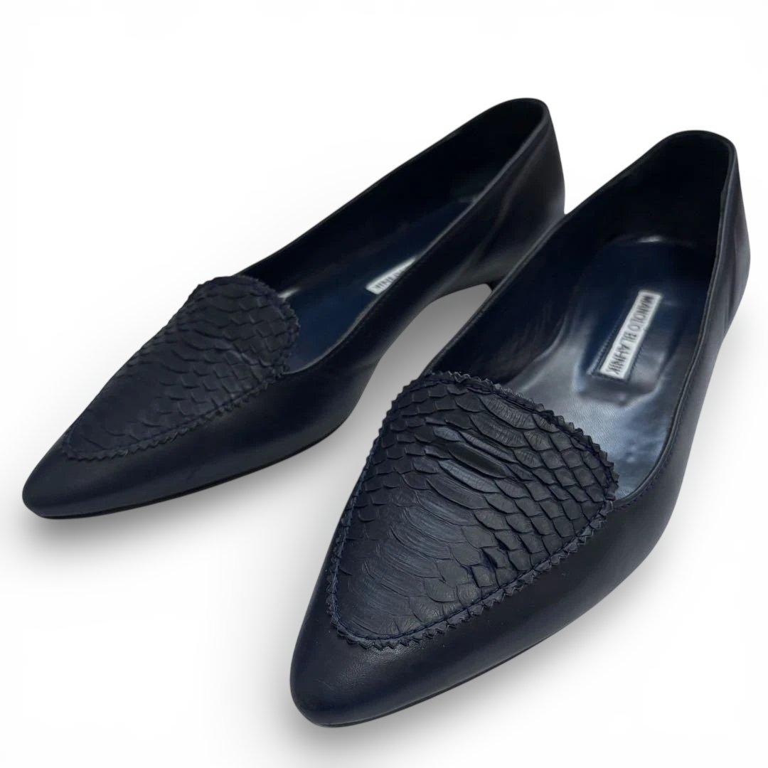 【極上の艶】マノロブラニク レザー パンプス 37 ネイビー フラット パイソン 楽天市場】【最大2万円OFFクーポン対象・3/1限定】MANOLO BLAHNIK