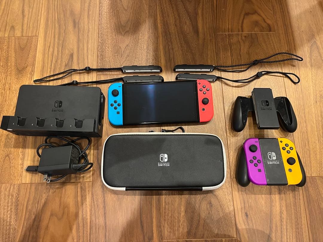 有機ELモデル箱あり　Nintendo Switch 本体 赤青紫黄 充実付属品 Nintendo Switch 本体（有機ELモデル）【Joy-Con(L) ネオンブルー/(R