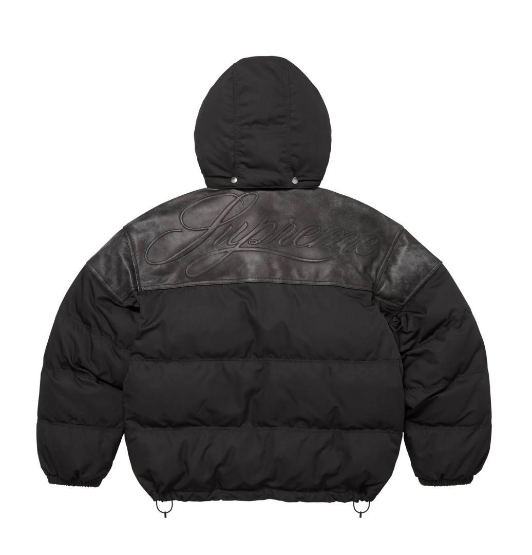 Supreme Leather Yoke Puffer Jacket ジャケット - メルカリ