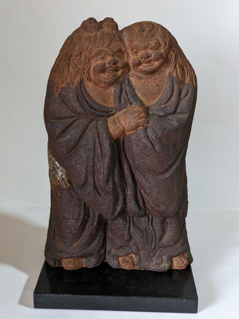 ⭐超希少！ 唐津焼 寒山拾得像 仏像 置物 仏教美術 遺品少数 古美術品