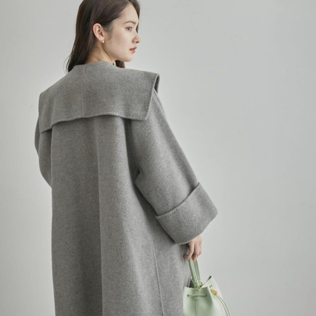 ROPE 23AW SUPER140s メルトンショールカラーコート 38グレー ROPÉ(ロペ) / 【SUPER140's】【雑誌掲載】メルトンショールカラー