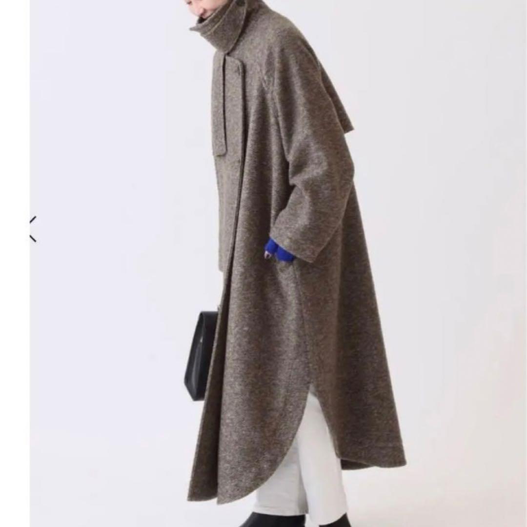 スピックアンドスパン Wスライバーヘリンボーンボリュームコート