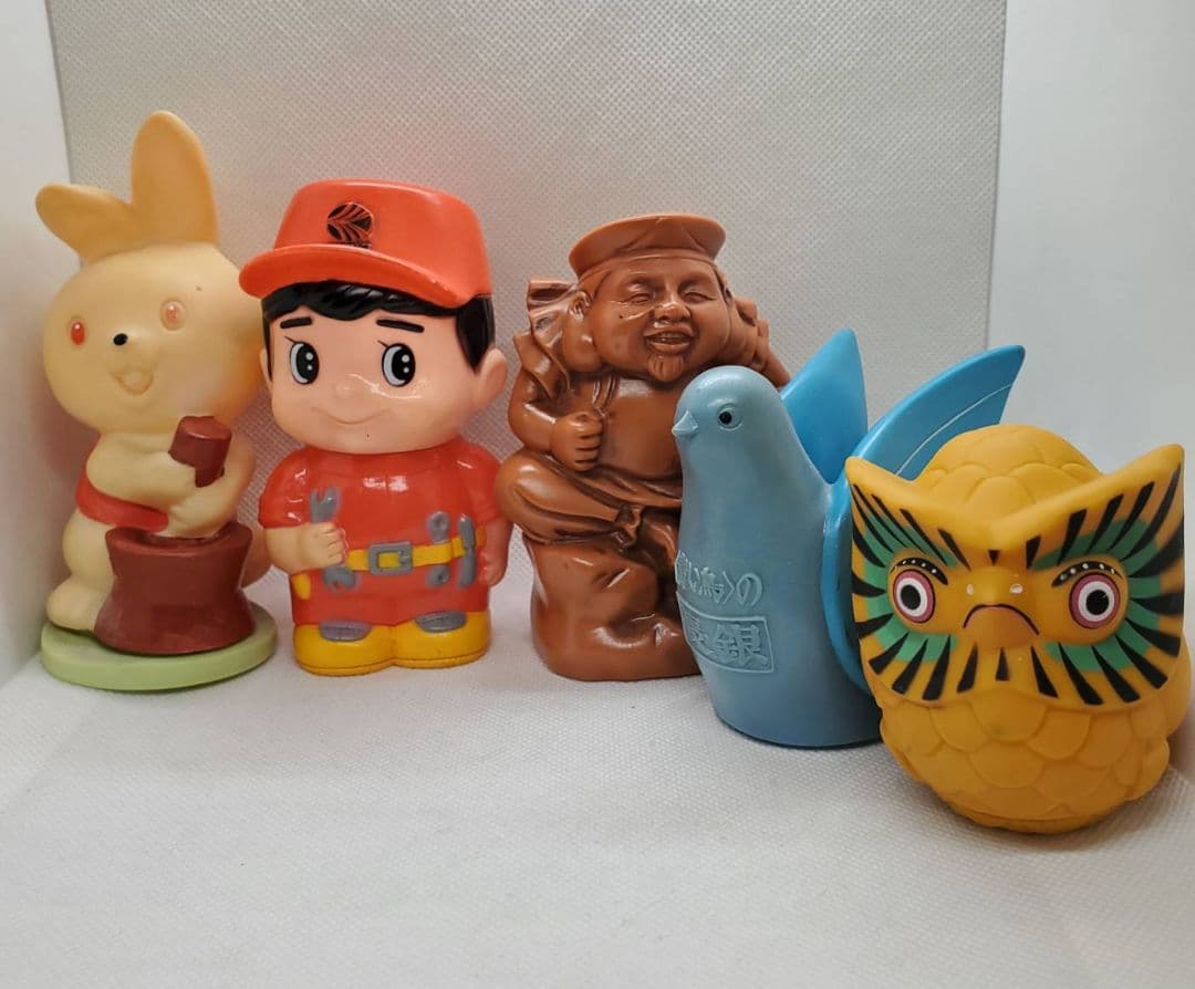 オートバックス　中部相互　三菱　日本長期信用　幸福相互　ソフビ　貯金箱　レトロ 幸福相互銀行 ソフビ貯金箱（ウサギ・スキー） - 「宝の森」昭和レトロ