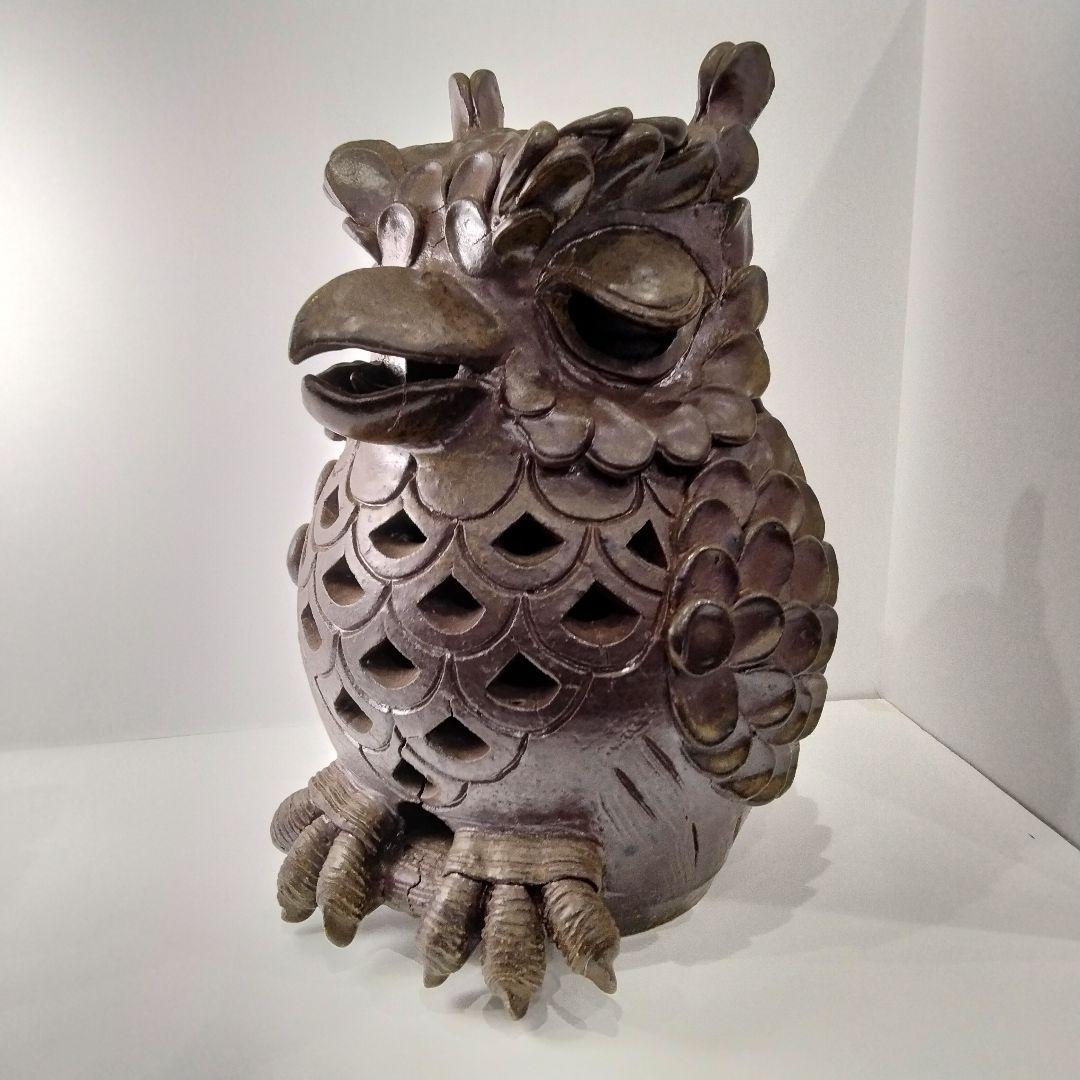 X119-1 備前焼 ミミズク 透かし細工 置物　BB 楽天市場】ミミズク 置物の通販