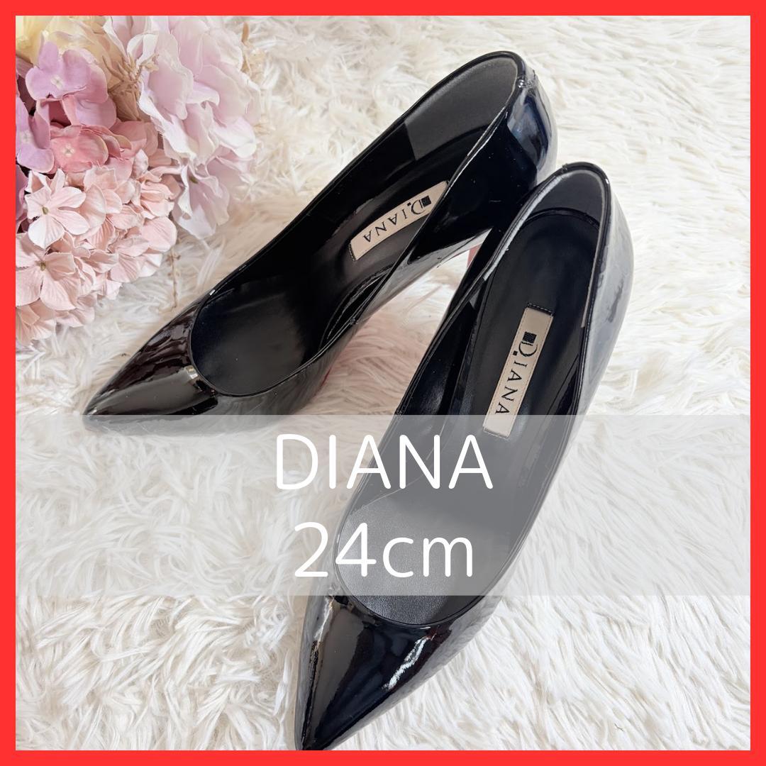 DIANA ダイアナ エナメル ポインテッドトゥ パンプス ブラック - メルカリ