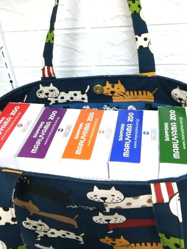 A4対応 マチ広横トートバッグセット コットンこばやしビッグ猫柄ご要望