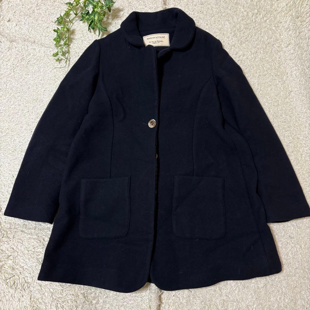 MAISON KITSUNÉ ネイビーウールコート　レディース　ショート LENER（レネール） ショートコート レディース 40代 きれいめ 冬 50代