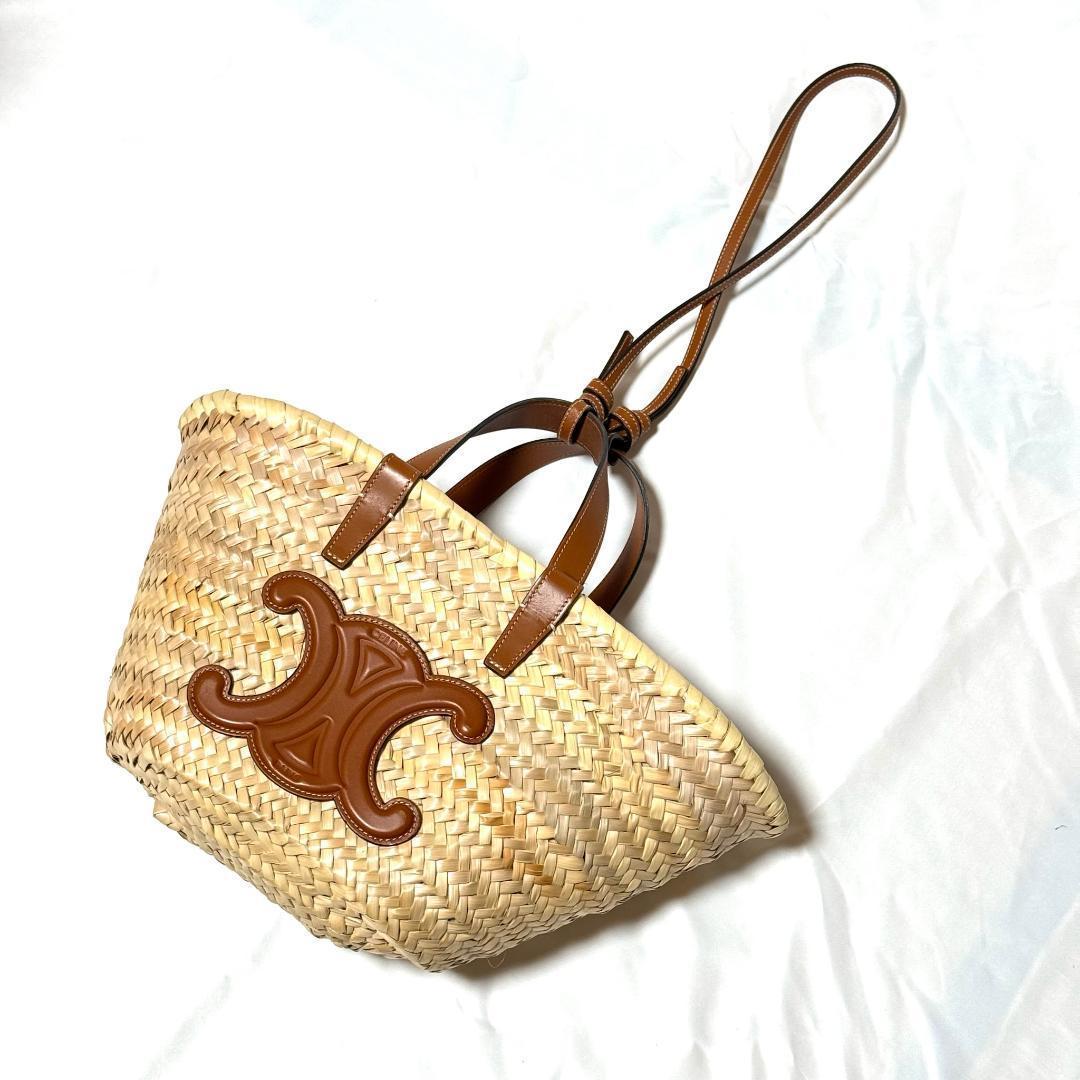 セリーヌ ティーン CELINE クラシック パニエ ラフィア＆カーフスキン