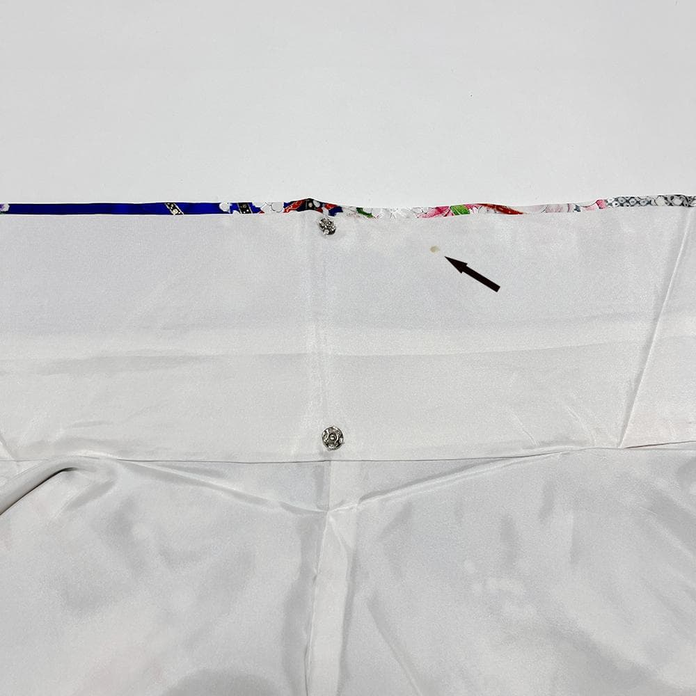 千總 振袖 正絹 青 友禅染 綸子 ちりめん 中古 花 №ymk0085 - メルカリ