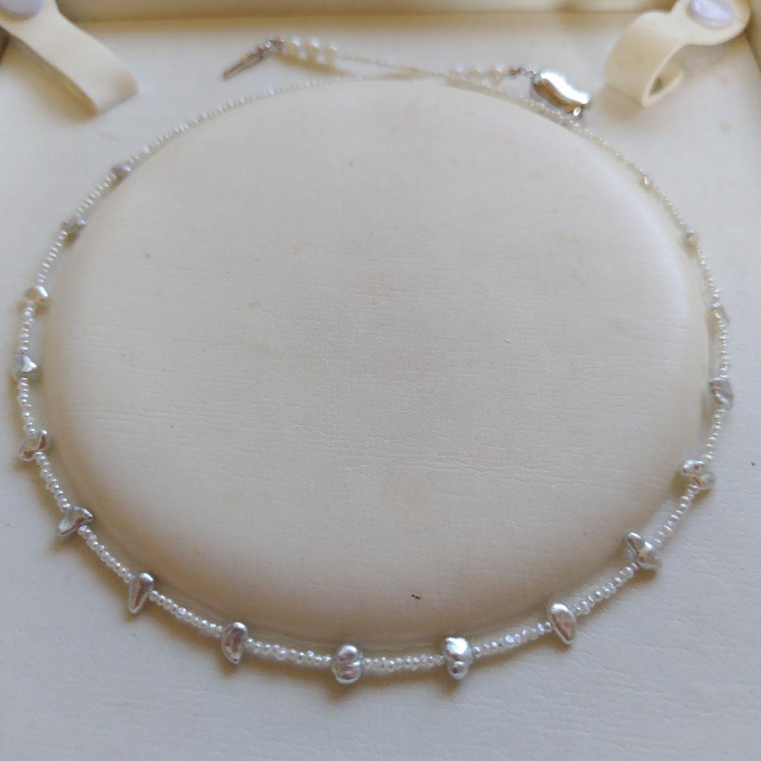 白蝶真珠ケシパール、あこや砂芥子パールの、オメガ風ネックレス 高島屋 16連ネックレス 砂ケシパール あこや 極小 保証書 ケース付き