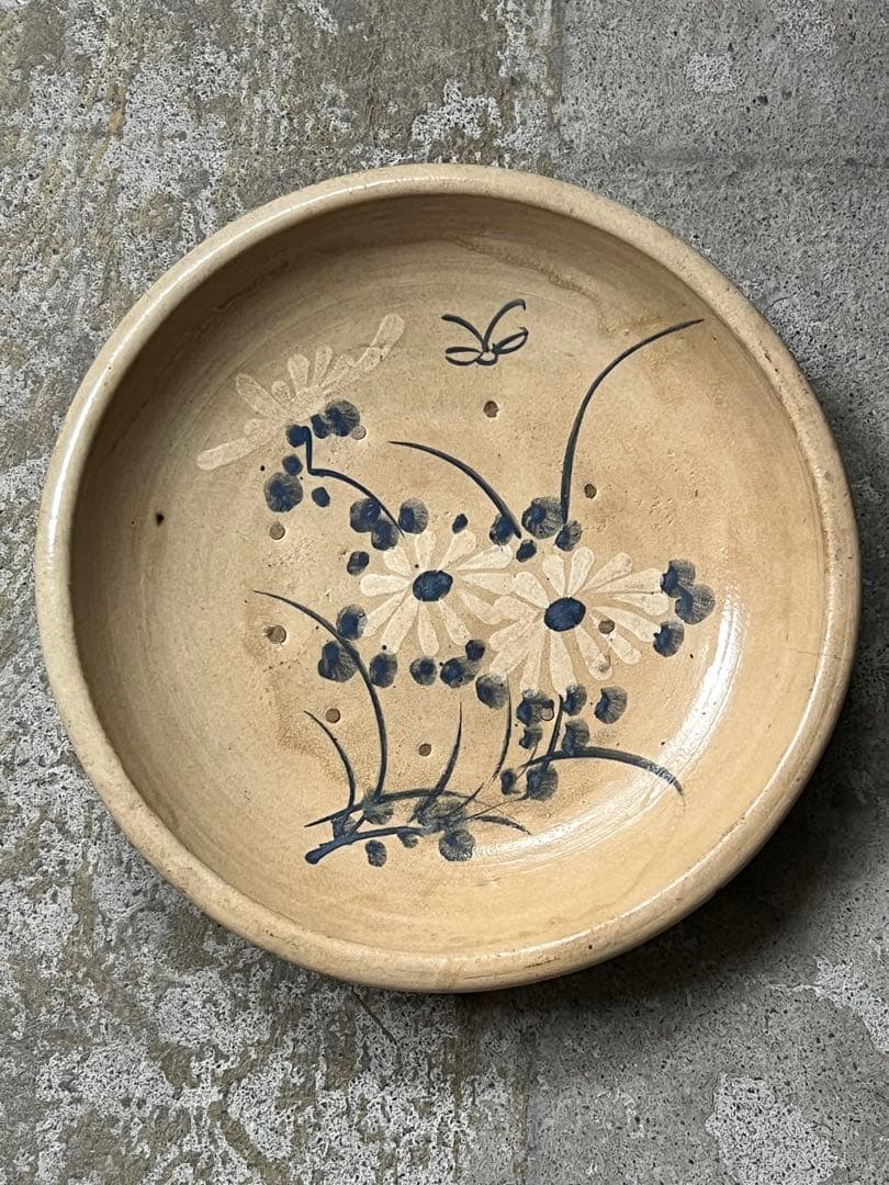 瀬戸菊繪石皿 ／ 江戸時代 共箱付 呉須大皿 径370mm 古瀬戸 民藝の通販