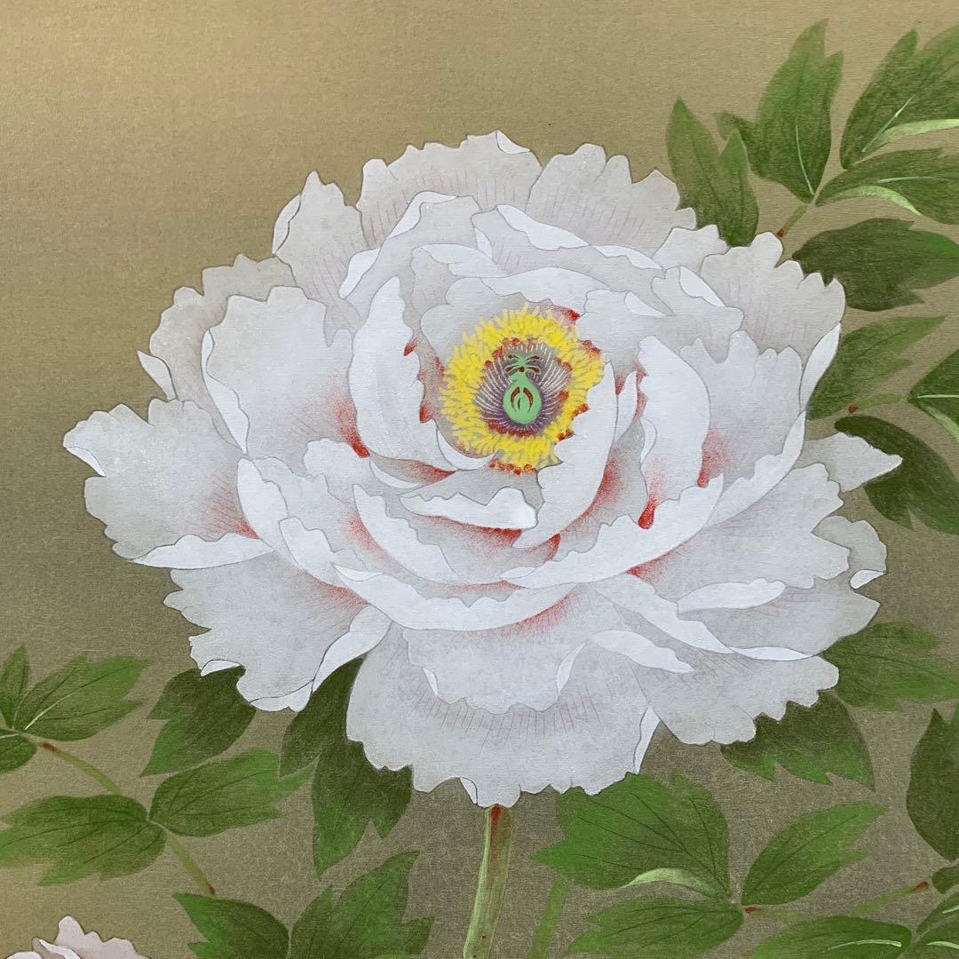 美品 掛け軸 柳沢寿江作 牡丹図 共箱 縁起物 美術年鑑掲載作家 - メルカリ