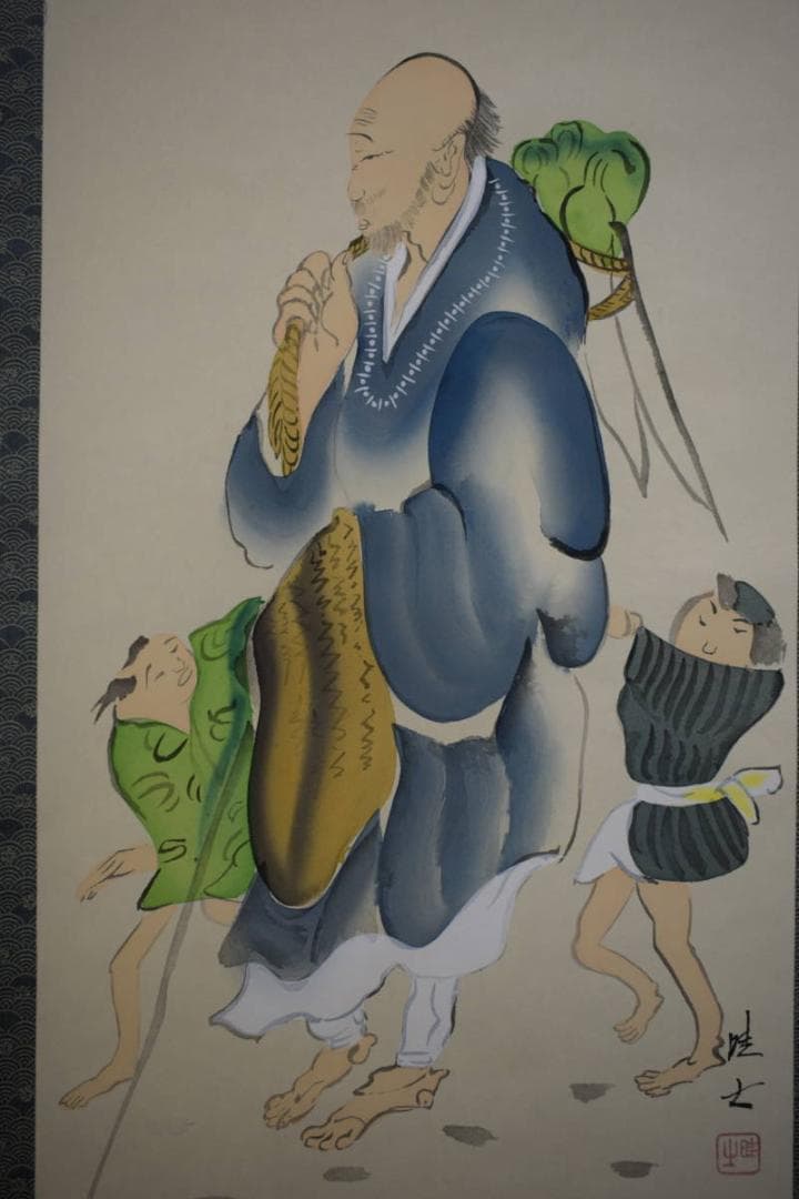 真作/士/良寛の詩/短歌/桐共箱付/布袋屋掛軸HI-543 - メルカリ