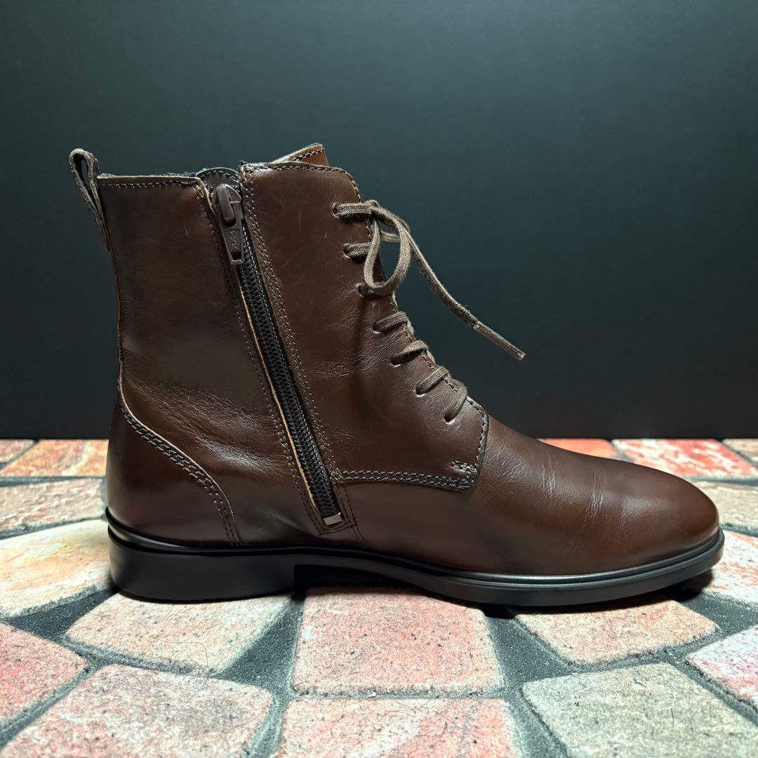 エコー ショートブーツ クラシック 15 本革 サイドジップ　24.0cm 茶