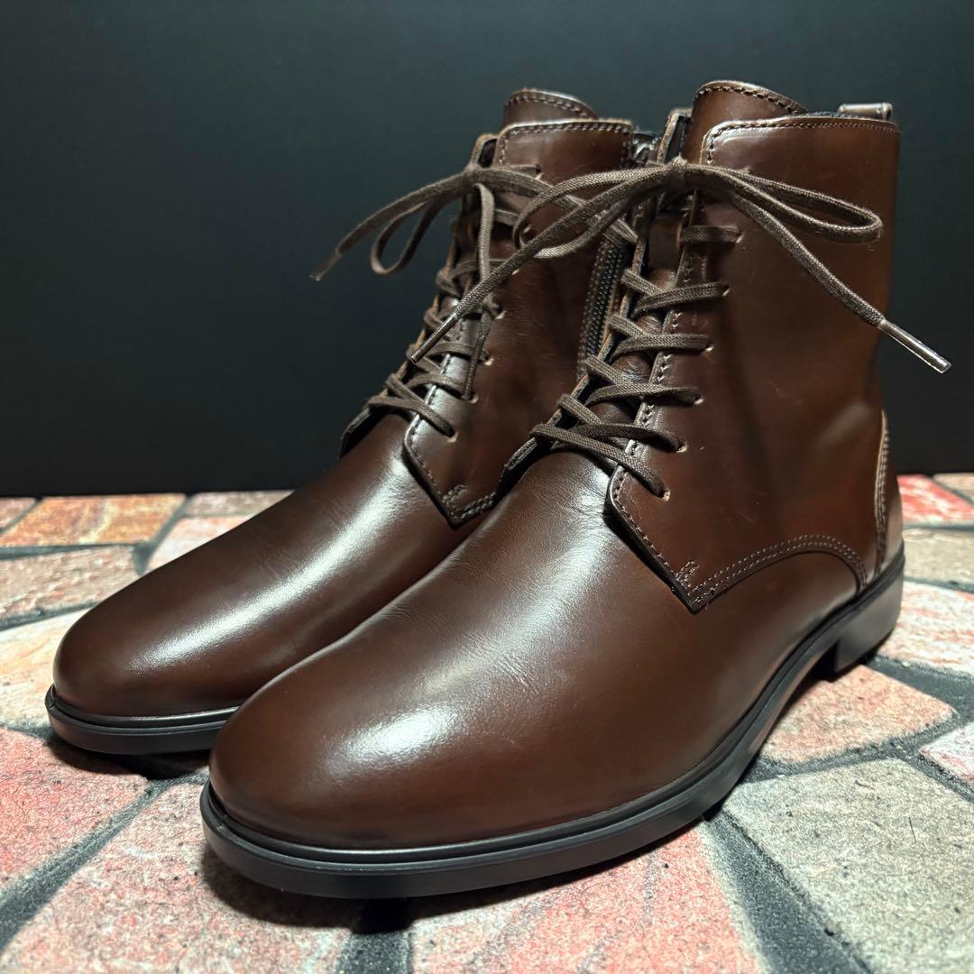 エコー ショートブーツ クラシック 15 本革 サイドジップ　24.0cm 茶