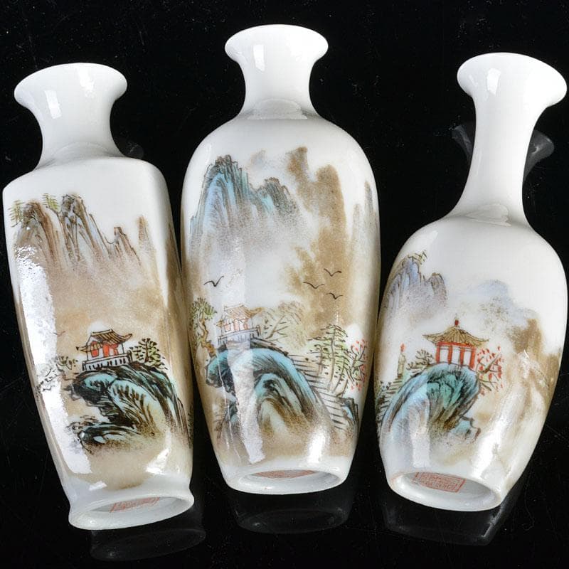 中国 景徳鎮製 薄胎粉彩 山水文 小瓶 5点 V R4336 - メルカリ