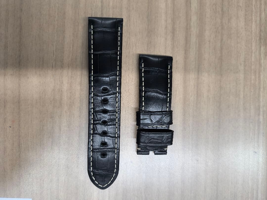 PANERAI純正ベルト 24mm パネライ 】純正ベルト アリゲーターブラック（同色ステッチ）時計幅