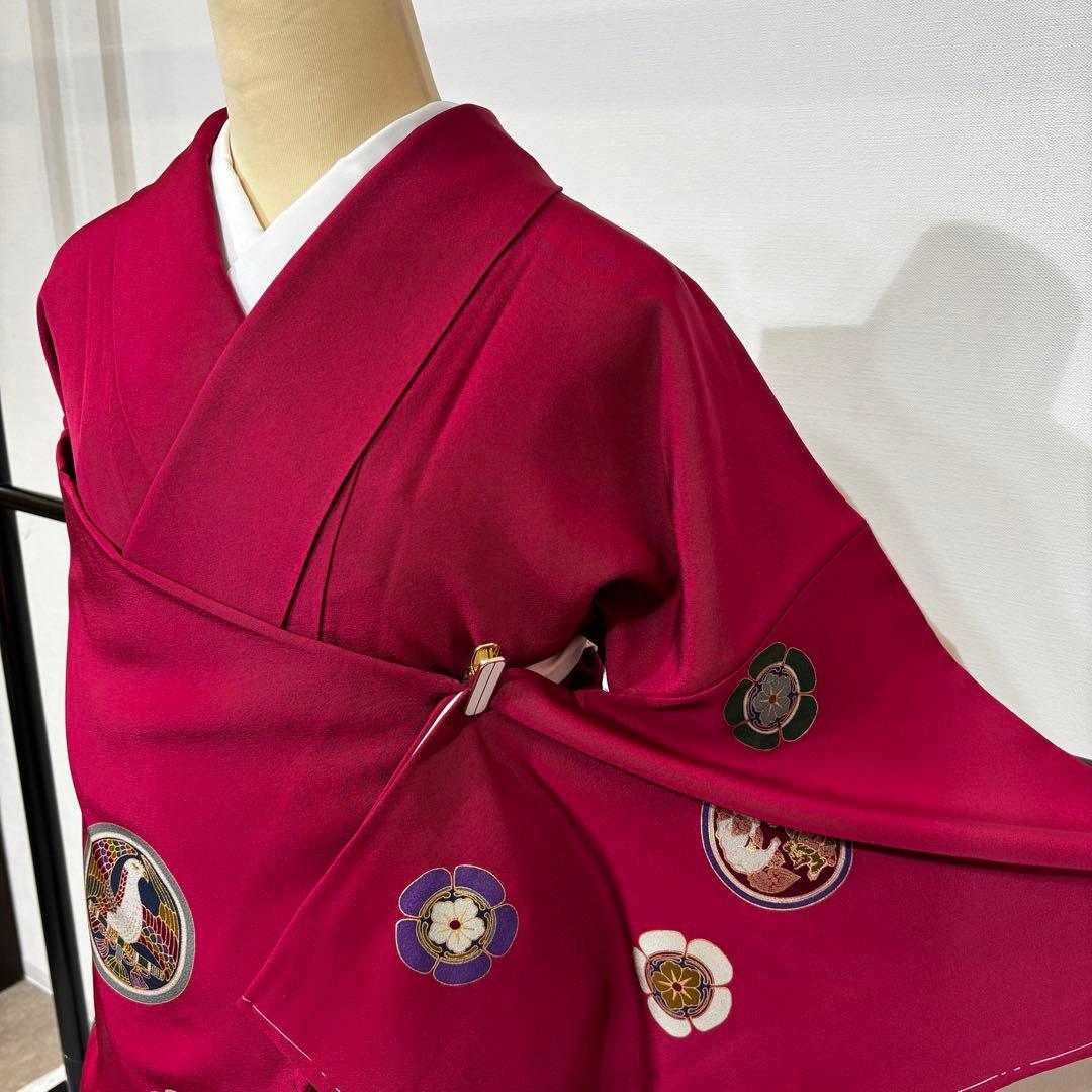 飛び柄小紋 一つ紋 花丸紋 裄長 - からん::アンティーク着物・