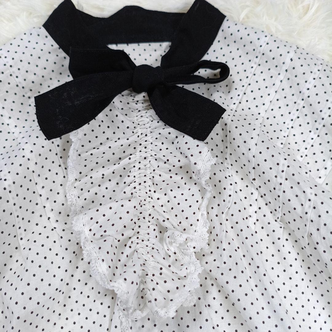 22SS極美品✨タオコムデギャルソン ボウタイフリルブラウス ドット M