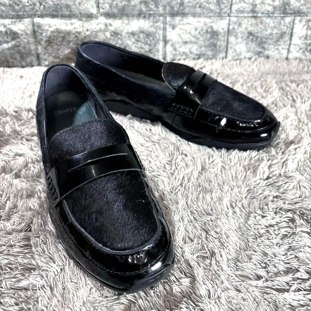 極美品❣️ CAMPER カンペール ハラコ ローファー 黒 24.5cm