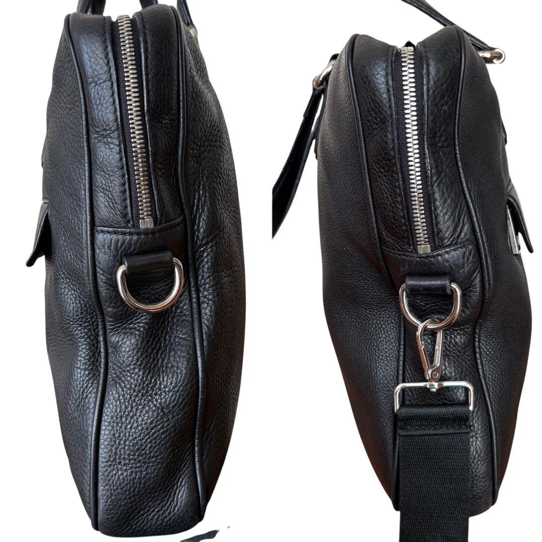 グッチ GUCCI ソーホー シボ革 本革2WAYビジネス 黒A4可 メンズ良品